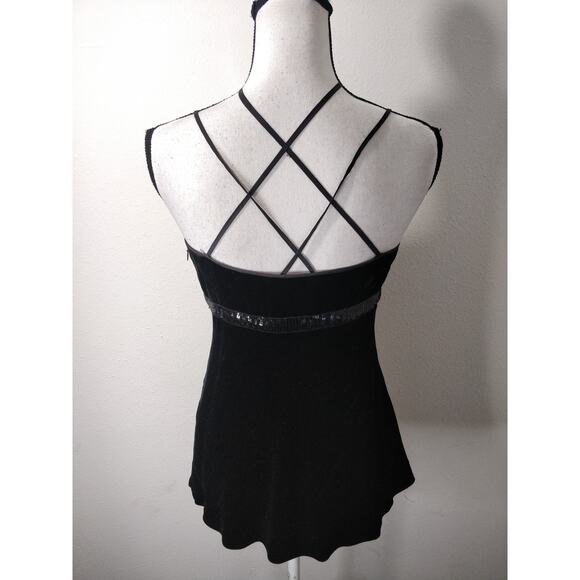 Walter Black Silk Blend Velvet Sequin Strappy Mini Dress Size 6 - Picture 6 of 11